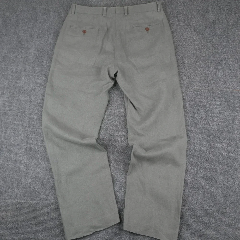 Lauren Ralph Lauren 100% Linen Pants Mens 32W x 30L Sage Green Dress Trousers